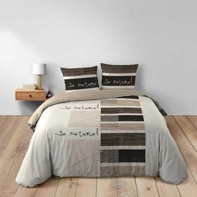 Set copripiumino e federa marrone in cotone per letto matrimoniale 200x200 cm So Natural – douceur d'intérieur