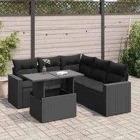 Set Divano da Giardino 6 pz con Cuscini Nero in Polyrattan 3326316