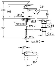GROHE 2339600E - Miscelatore lavabo EUROSMART COSMOPOLITAN DN 15, misura M, cromato