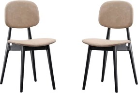 Set 2 sedie ATENA sabbia in ecopelle imbottita per sala o soggiorno