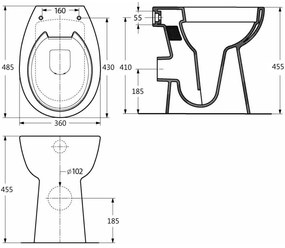 WC Sospeso con Design Senza Bordi 7 cm Più Alto Ceramica Nera