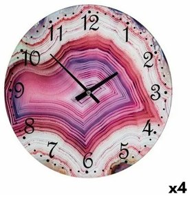 Orologio da Parete Marmo Rosa Cristallo 30 x 4 x 30 cm (4 Unità)