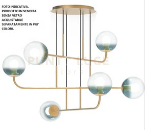 Eva-s sospensione 6 punti luce in ottone spazzolato senza vetri att...