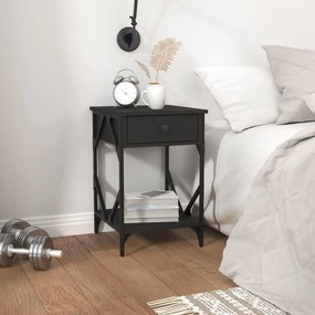 Comodini 2 Pz Neri 40x42x60 Cm İn Legno Multistrato /