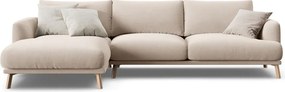 Divano angolare beige (con penisola a sinistra/con chaise lounge) con rivestimento in velluto Naomi – Micadoni