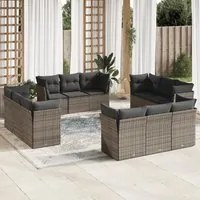 Set Divani da Giardino 12 pz con Cuscini Grigio in Polyrattancod mxl 90428