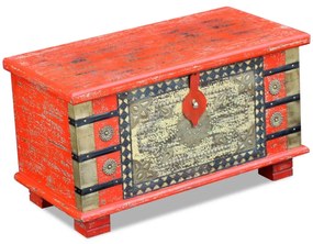 Baule Rosso İn Legno Di Mango 80x40x45 Cm /