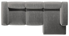 Divano angolare grigio chiaro (con penisola a destra/con chaise lounge) con rivestimento in velluto a coste Bergamo – Cosmopolitan Design