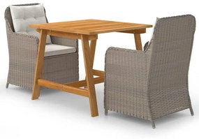 Set mobili da pranzo per giardino 3 pz marrone