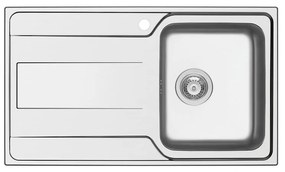 Lavello integrato 1 vasca con gocciolatoio a sinistra DELINIA Basalt inox L 50 x L 86 cm argento