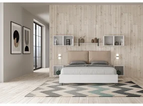 Letto contenitore 160x190 cuscinatura similpelle tortora Egos Antea