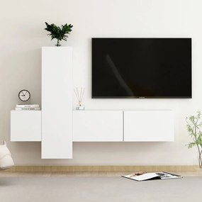 Set di mobili porta tv 3 pz bianco in legno multistrato