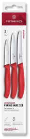 Victorinox - Set da 3 coltelli da cucina per verdure SWISS CLASSIC, rosso