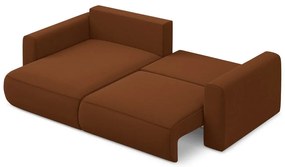Divano angolare color terracotta allungabile/con contenitore (con penisola a sinistra/con chaise lounge) con rivestimento in velluto Kapua – Makamii