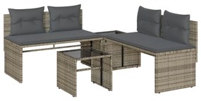 Set divani da giardino 4 pz con cuscini in polyrattan grigio