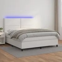 Giroletto Molle con Materasso e LED Bianco 160x200cm Similpellecod mxl 99051