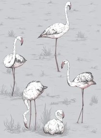 Cole & Son Carta da parati Flamingos Icons - Lilac Grey