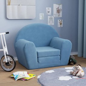 Divano Letto Per Bambini Blu İn Morbido Peluche /