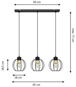 Lampadario a sospensione con filo STARLIGHT 3xE27/15W/230V nero/oro