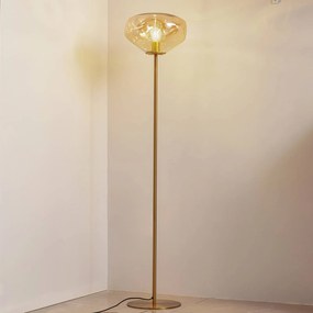 Lindby piantana Lelia, ambra, vetro, metallo, 150 cm
