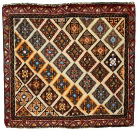 Shiraz Tappeto 60x60 Rosso (Iran) Annodato A Mano