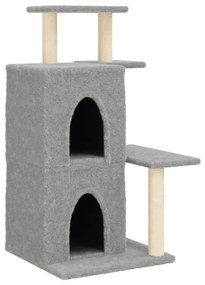 Albero per gatti con tiragraffi in sisal grigio chiaro 97 cm