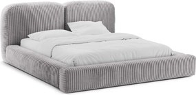 Letto matrimoniale imbottito grigio chiaro con contenitore con rete inclusa 180x200 cm Martina – Micadoni