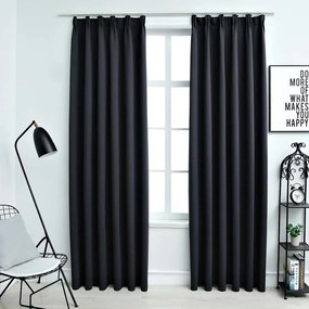 Tende Oscuranti Con Ganci 2 Pz Nere 140x225 Cm /