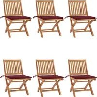 Sedie da Giardino Pieghevoli con Cuscini 6 pz Massello di Teak 3072843