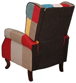 Poltrona relax tessuto patchwork BERGERE Reclinabile poggiapiedi