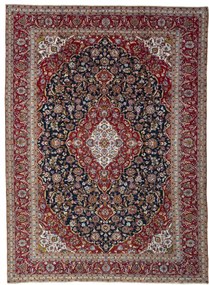 Kashan Tappeto persiano 340x250 Blu (Iran) Annodato A Mano