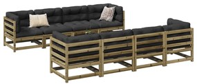 Set divani da giardino 9pz con cuscini legno impregnato di pino