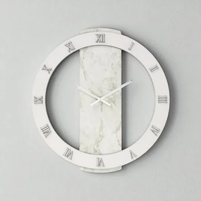 Orologio rotondo D80 cm NOAH in legno rivestito con parato Argento