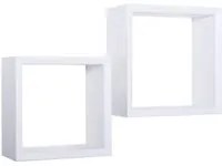 Set di 2 Mensole da Muro Modello GINEVRA, Cubi Arredo, Mensole Cubo, Cubi da Parete, Cubi Portaoggetti. Misure 35x35 p15.5 cm, e 30x30 p15.5 cm. Finitura BIANCO - MADE IN ITALY