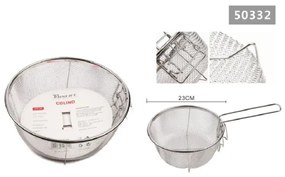 Trade Shop - Cestino Cestello Colino Setaccio Rotondo Scola Frittura In Acciaio 23 Cm 50332