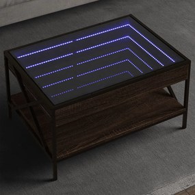 Tavolino Da Salotto Con Led Infinity Rovere Marrone 70x50x38 Cm /