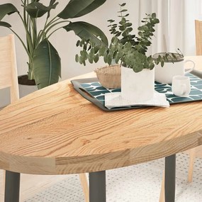 Piano Per Tavolo 120x60x4 Cm İn Rovere Massello Ovale /