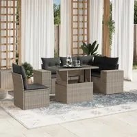 Set Divano da Giardino 6pz con Cuscini Grigio Chiaro Polyrattan 3269172