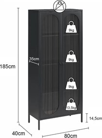 Vetrina in metallo azzurra 80x186x40 cm Luna - Støraa