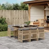 Set Pranzo da Giardino 7 pz con Cuscini Beige Misto Polyrattan 3210912