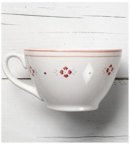 Tazzone da Latte Country Chic in Ceramica con Fiori Rossi