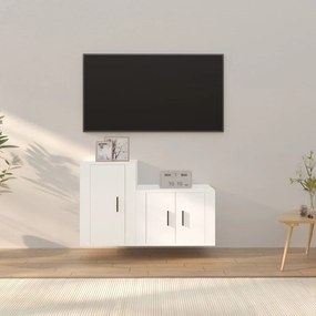 Set di mobili porta tv 2 pz bianco in legno multistrato