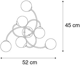 Plafoniera moderna nera 6 luci vetro fumé - ATHENAS