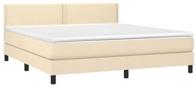 Letto a molle con materasso e led crema 160x200 cm in tessuto