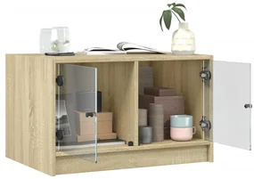 Tavolino da salotto con ante in vetro rovere sonoma 68x50x42 cm