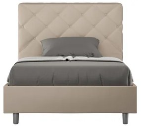 Letto senza rete imbottito 120x210 similpelle tortora Priya