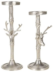 Set di 2 candelieri metallo argento TIKAL Beliani