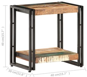 Tavolino Laterale 40x30x40 cm in Legno Massello di Recupero