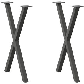 Gambe Tavolo Pranzo A X 2 Pz Antracite 57x(72-73) Cm Acciaio /