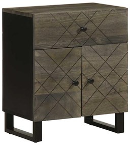 Comodino Nero 50x33x60 Cm İn Legno Massello Di Mango /